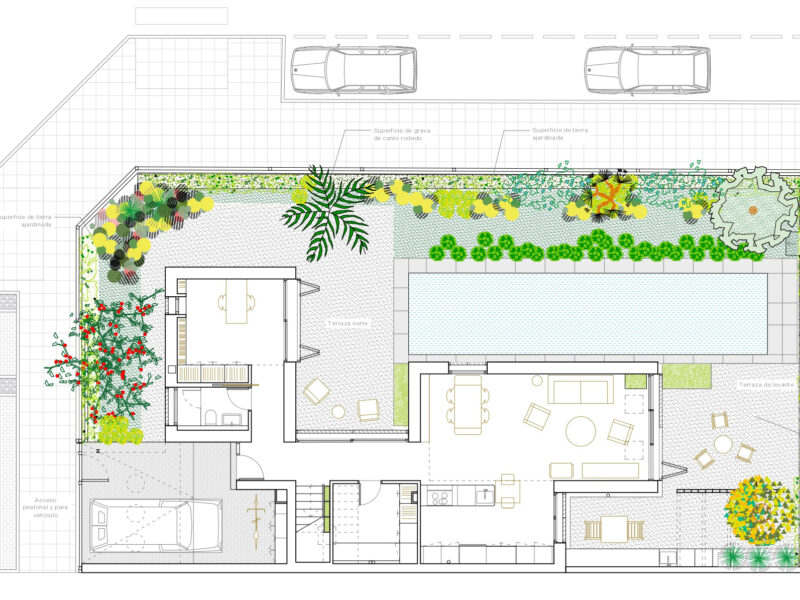 Plano del diseño de vivienda pasiva y bioclimática que hemos desarrollado en Santiago Ribera