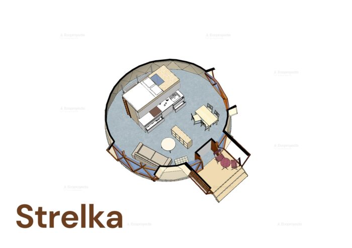Casa Strelka, cúpula geodésica diseñada por Ecoproyecta
