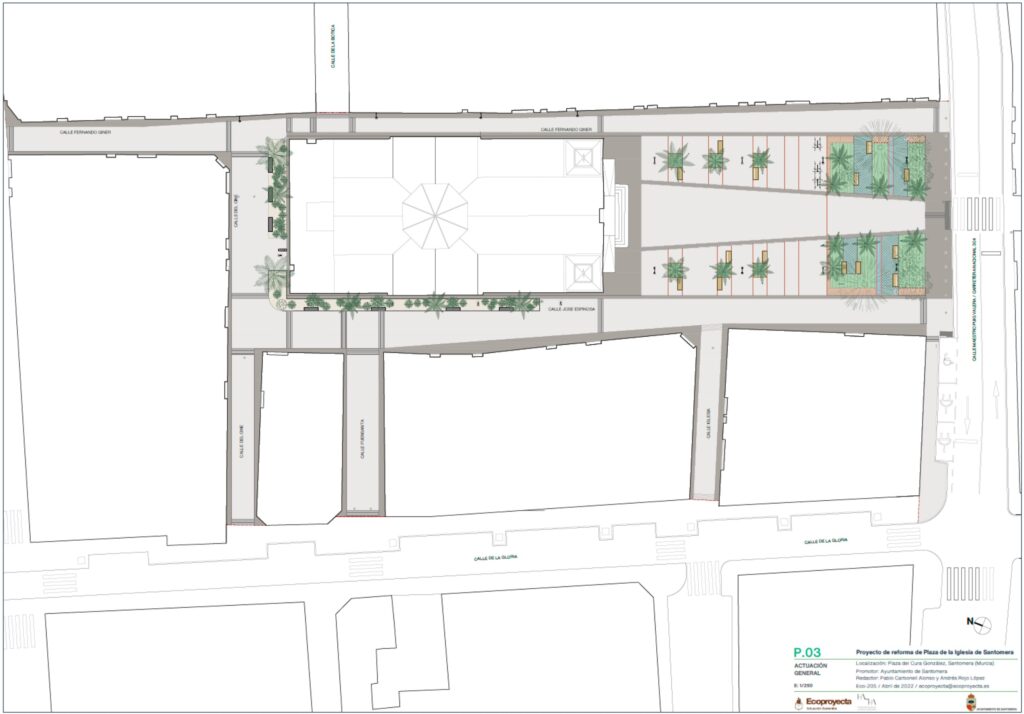 Planos del proyecto de la plaza de la Iglesia de Santomera SbN